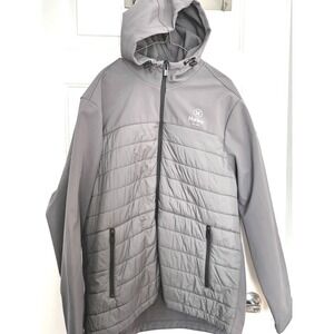 Hurley Men's Gray Lightweight Puffer Softshell Hooded Jacket XL TG Full Zip